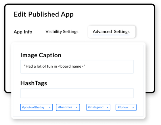 HootBoard Selfie App- Advanced Social media Settings